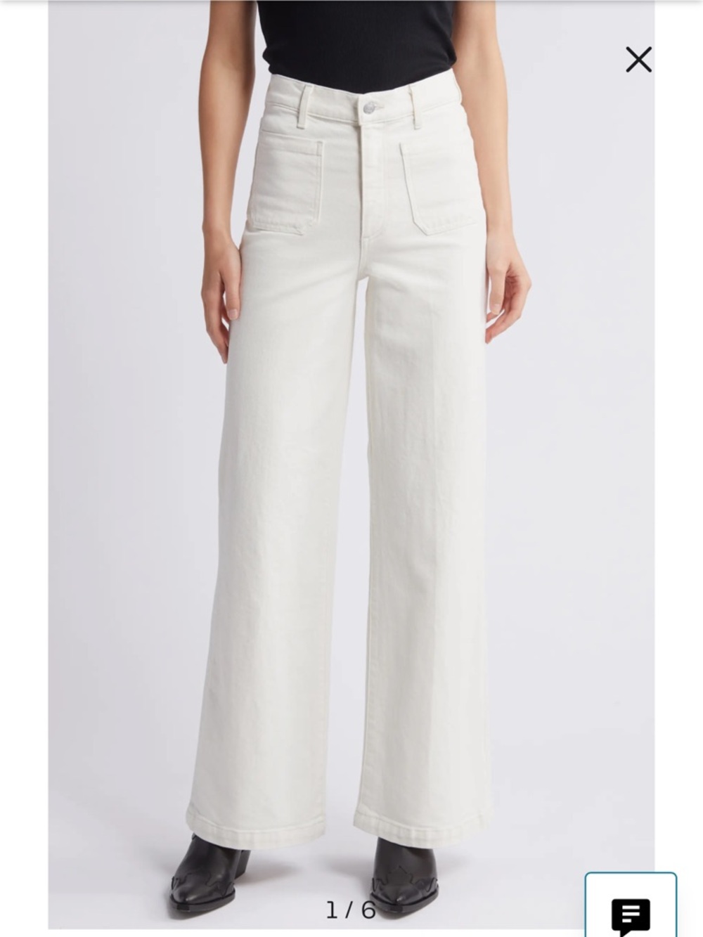 Virginia Patch Pocket High Waist Wide Leg Jeans